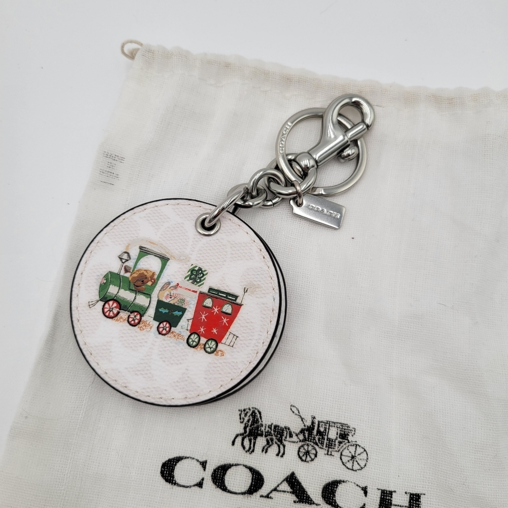 Coach Purse Charm Key Chain Mirror Holiday Train
